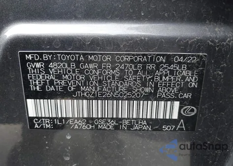 2022 Lexus Is 350 F Sport z USA, uszkodzony, nr VIN JTHGZ1E26N5025207